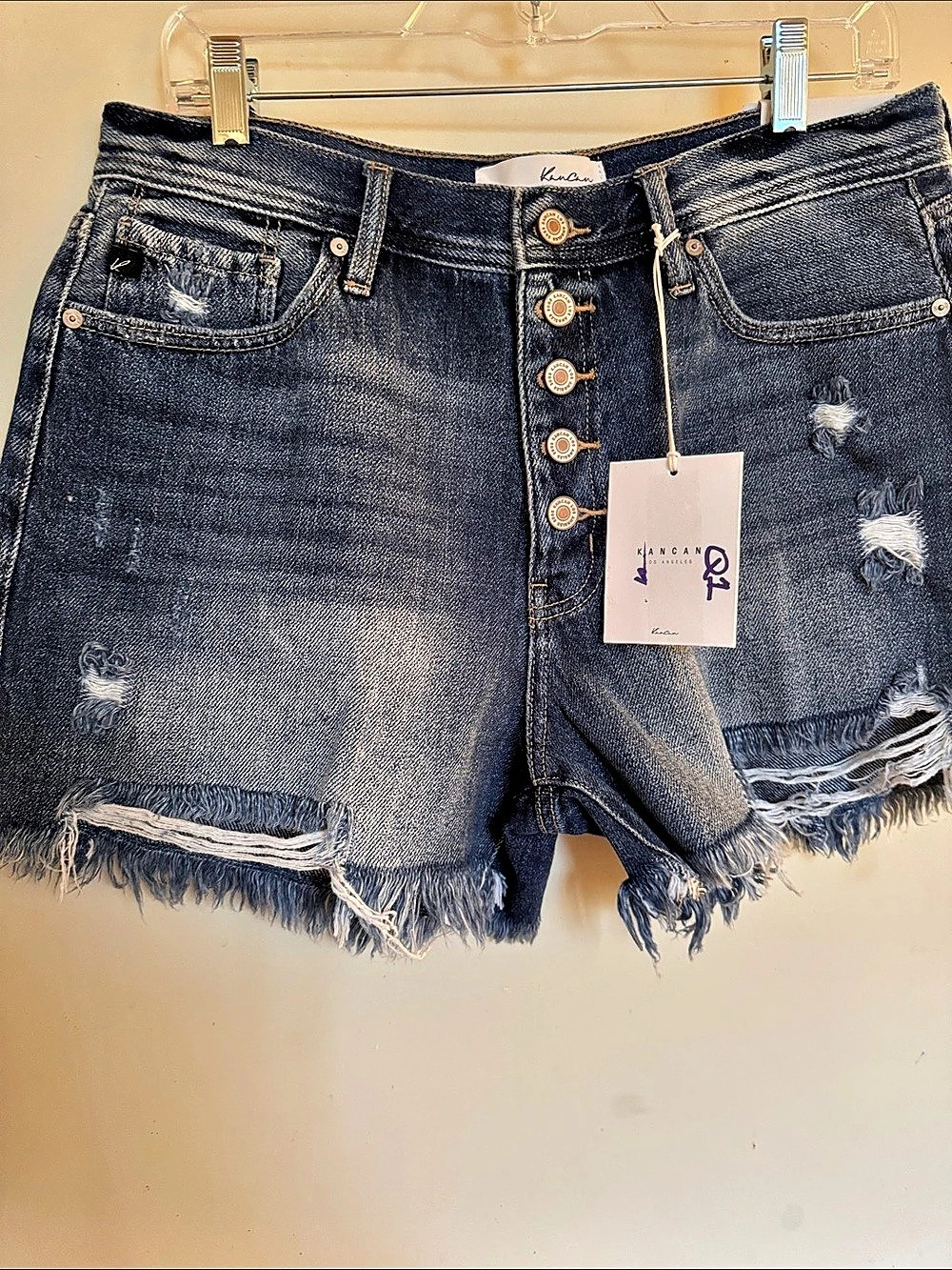 KanCan Distressed Denim Jean Shorts Blue Size XL NWT